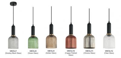 VINTAJ ELLIPSE SHAPE RIBBED GLASS PENDANT